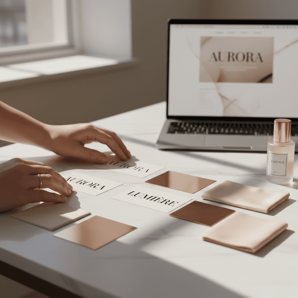 Brand identity mockup with logo on textured paper